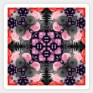 Crystal Hearts and Flowers Valentines Kaleidoscope pattern (Seamless) 41 Sticker